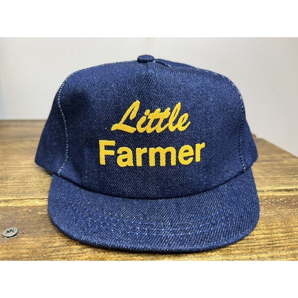 Vintage Little Farmer Denim Hat Made In USA KID HAT - Picture 1 of 8